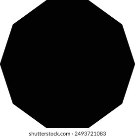 Regular Polygon, Decagon flat black vector icon.