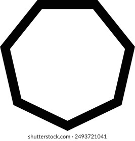Regular Polygon, Heptagon flat black vector icon.