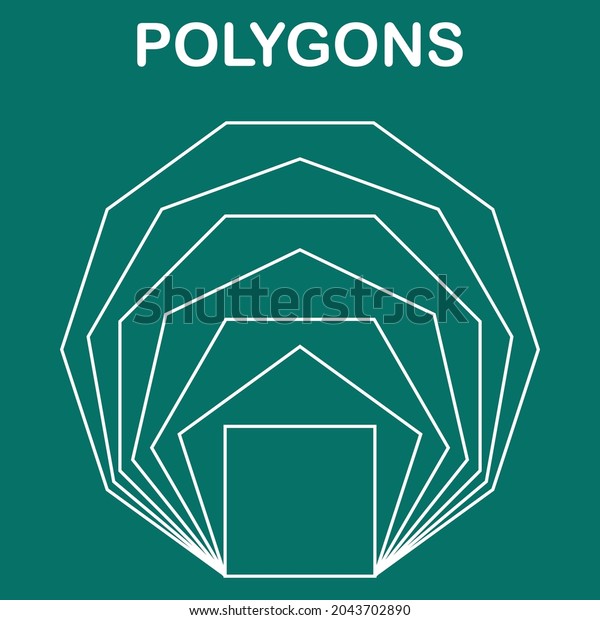 Regular Polygons Quadrilateral Pentagon Hexagon Heptagon vetor stock