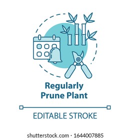Regular prune plant concept icon. Cutting off dead branches or stems idea thin line illustration. Home potted flower caring. Vector isolated outline RGB color drawing. Editable stroke