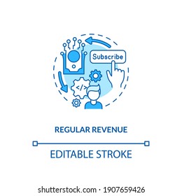 Regular Revenue Concept Icon. SaaS Benefit For Developers Idea Thin Line Illustration. Monthly Recurring Revenue. Tiered Pricing. Vector Isolated Outline RGB Color Drawing. Editable Stroke