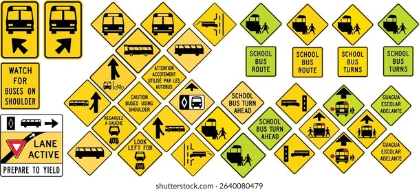 Regular and School Buses Warning Signs