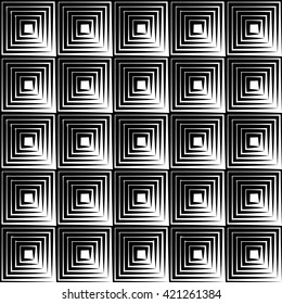 Regular seamless pattern with concentric squares. Seamlessly repeatable.