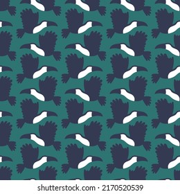 Regular seamless pattern with minimalist toucan birds vector