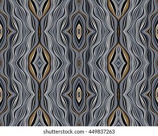 Regular seamless weaving pattern in boho style. Vector background from interwoven multicolored strips  with folk motifs. Motley abstract  texture