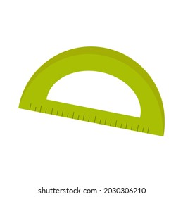 regular semicircular green ruler with divisions for lessons