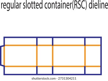 Modelo dieline RSC de recipiente entalhado regular para design de plano de vetor de embalagem de caixa de transporte padrão