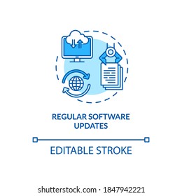 Regular software updates concept icon. Software stability improvement idea thin line illustration. Computer bugs discovery. Critical patch. Vector isolated outline RGB color drawing. Editable stroke