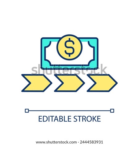 Regular stream of income blue RGB color icon. Capital gains from stocks. Isolated vector illustration. Simple filled line drawing. Editable stroke
