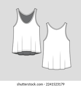 Regular Tank Top Fashion flat sketch technical drawing template design vector