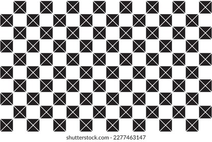 Regular of tile pattern vector. Design seamless cross of geometric square white on black background. Design print for illustration, texture, textile, wallpaper, background. Set 4