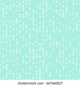 Regular vectorial texture from light-blue ordered circles with random spaces on a blue background. Punch card stile.