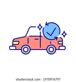 Regular vehicle cleaning RGB color icon. Car wash. Thin line flat vector illustration.
