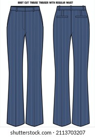 FRASTERA AZUL DE LA CADENA DE PASAJERÍA DE BOOTCUT DE ALTURA REGULAR PARA LAS MUJERES CON USO CORPORATIVO EN ARCHIVO DE VECTOR EDITABLE