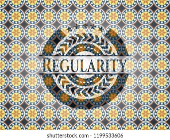 Regularity arabic badge. Arabesque decoration.