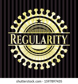 Regularity gold emblem or badge. Vector Illustration. Detailed.