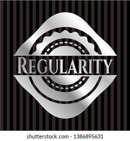 Regularity silver badge. Vector Illustration. Mosaic.