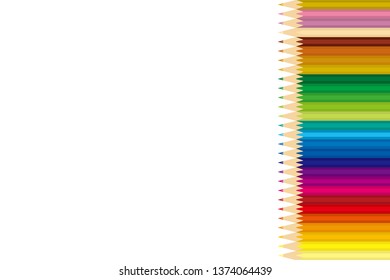 Regularly arranged colored pencils background | colored pencils set | plain background | vector data