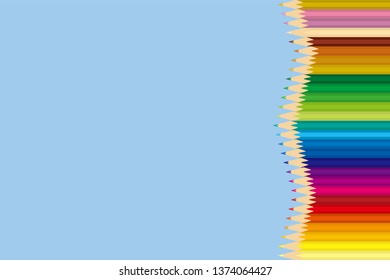 Regularly arranged colored pencils background(blue) | colored pencils set | plain background | vector data