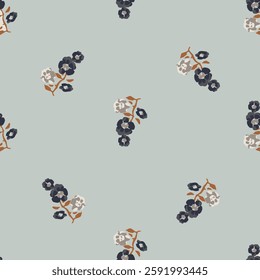 regularly spaced floral patterns on a light blue background