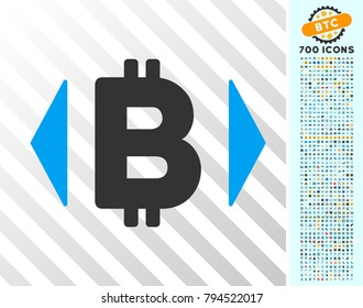 Regulate Bitcoin Price icon with 7 hundred bonus bitcoin mining and blockchain icons. Vector illustration style is flat iconic symbols design for cryptocurrency software.