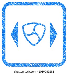 Regulate Nem rubber seal stamp watermark. Icon vector symbol with grunge design and dust texture inside rounded rectangle. Scratched blue stamp imitation on a white background.