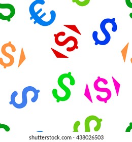 Regulate Price vector seamless repeatable pattern. Style is flat regulate price and dollar symbols on a transparent background.