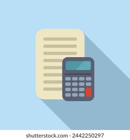 Regulated products control paper icon flat vector. Online calculator. Business policy