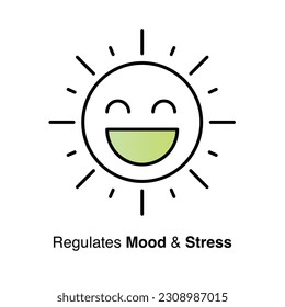 Regulates Mood and Stress Icon. Vector Editable Stroke Icon.