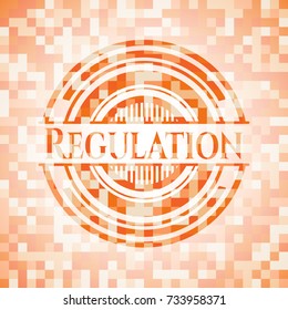 Regulation abstract orange mosaic emblem with background