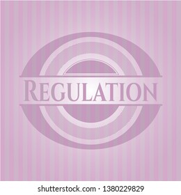 Regulation badge with pink background
