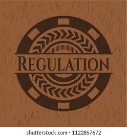 Regulation badge with wood background