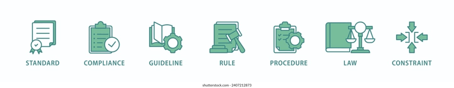 Regulation banner web icon vector illustration concept with icon of standard, compliance, guideline, rule, procedure, law and constraint
