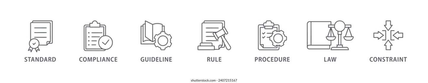 Regulation banner web icon vector illustration concept with icon of standard, compliance, guideline, rule, procedure, law and constraint