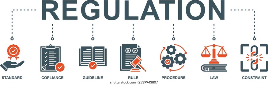 Regulamento banner web ícone vetor ilustração conceito com ícone