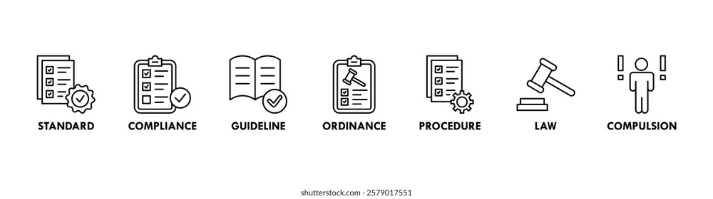 Regulation banner web icon vector illustration concept with icon of standard, compliance, guideline, ordinance, procedure, law and compulsion