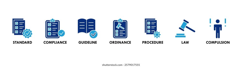 Regulation banner web icon vector illustration concept with icon of standard, compliance, guideline, ordinance, procedure, law and compulsion