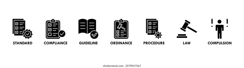 Regulation banner web icon vector illustration concept with icon of standard, compliance, guideline, ordinance, procedure, law and compulsion