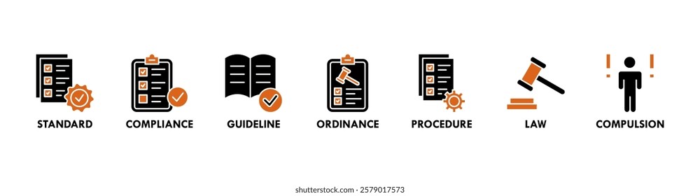 Regulation banner web icon vector illustration concept with icon of standard, compliance, guideline, ordinance, procedure, law and compulsion