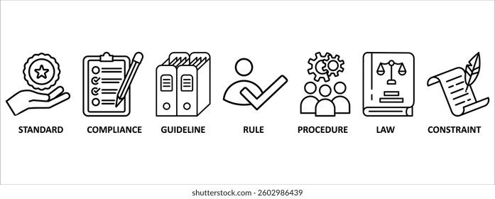 Regulation banner web icon vector illustration concept with icon of standard, compliance, guideline, rule, procedure, law and constraint