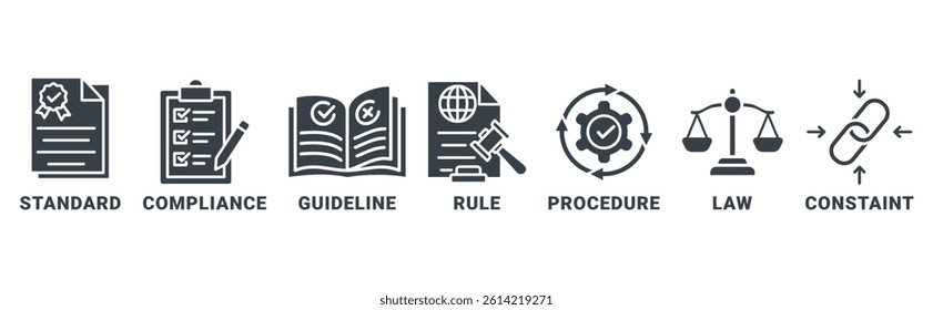 Regulation banner web icon vector illustration concept with icon of standard, compliance, guideline, rule, procedure, law and constraint