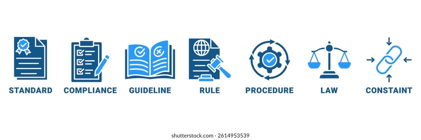 Regulation banner web icon vector illustration concept with icon of standard, compliance, guideline, rule, procedure, law and constraint