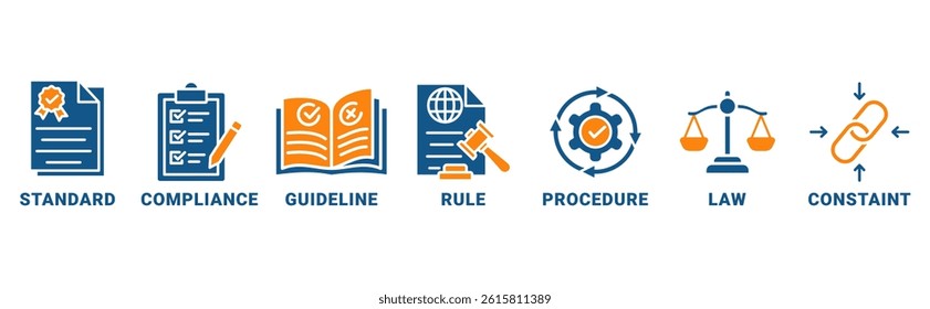 Regulation banner web icon vector illustration concept with icon of standard, compliance, guideline, rule, procedure, law and constraint