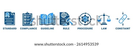 Regulation banner web icon vector illustration concept with icon of standard, compliance, guideline, rule, procedure, law and constraint