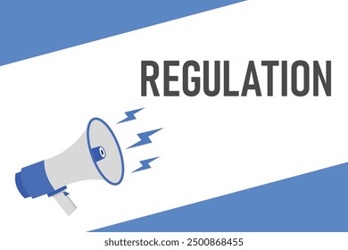 Botón de la regulación, Anuncio, etiqueta, Plantilla para el Sitio web. Texto de la regulación con el icono colorido del megáfono
