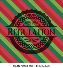 Regulation christmas colors style emblem.