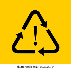 Regulation, command and order to recycle and reuse waste. Obligtion and and duty to be responsible towards ecology and environmentalism. Vector illustration of yellow sign, symbol and pictogram. 