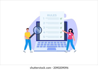 Regulation Compliance, list of rules law concept. Vector Illustrations