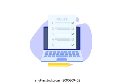 Regulation Compliance, list of rules law concept.  Vector Illustrations