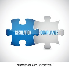 regulation and compliance puzzle pieces sign illustration design over white